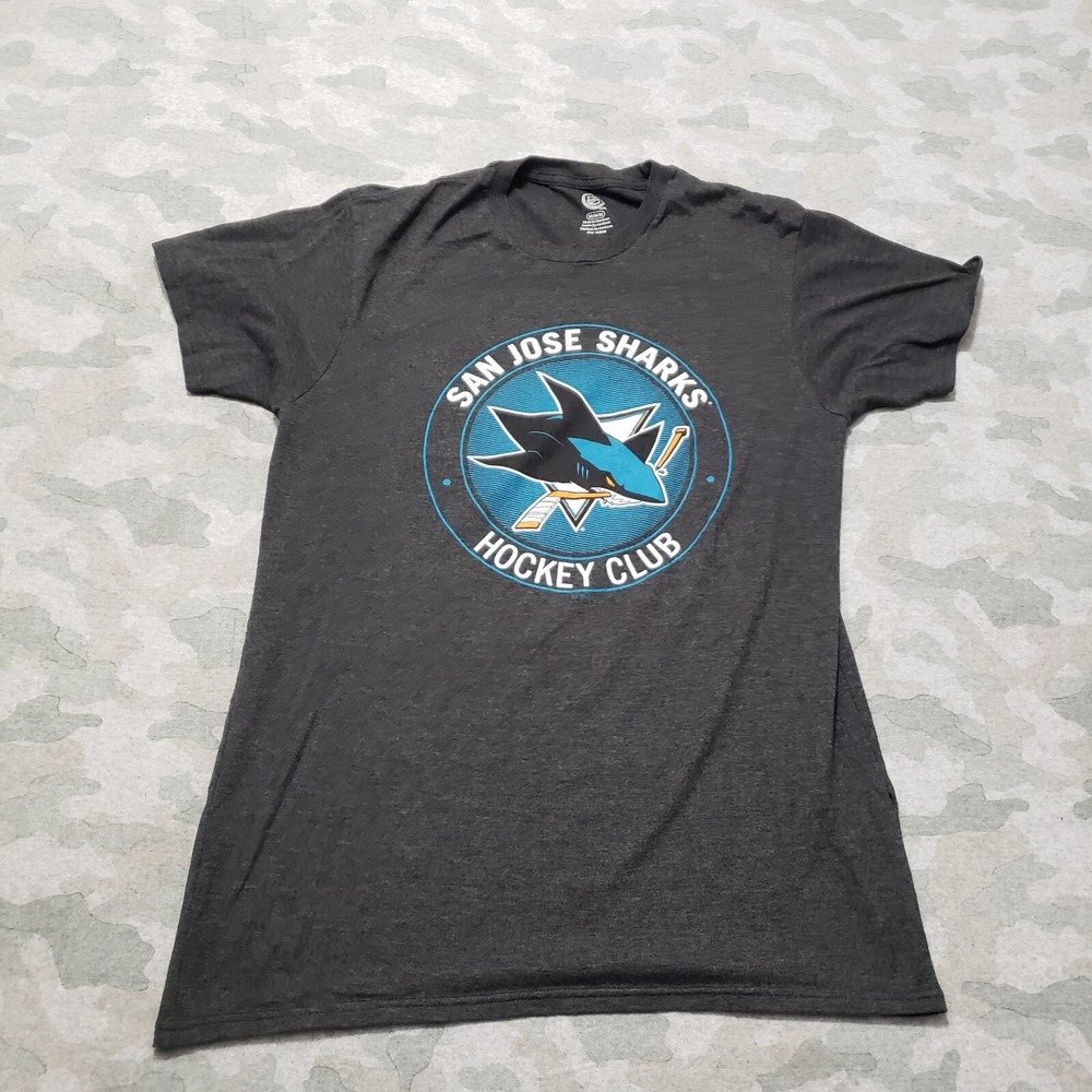 San Jose Sharks Hockey Club Top Womens Medium Gray NHL Short Sleeve